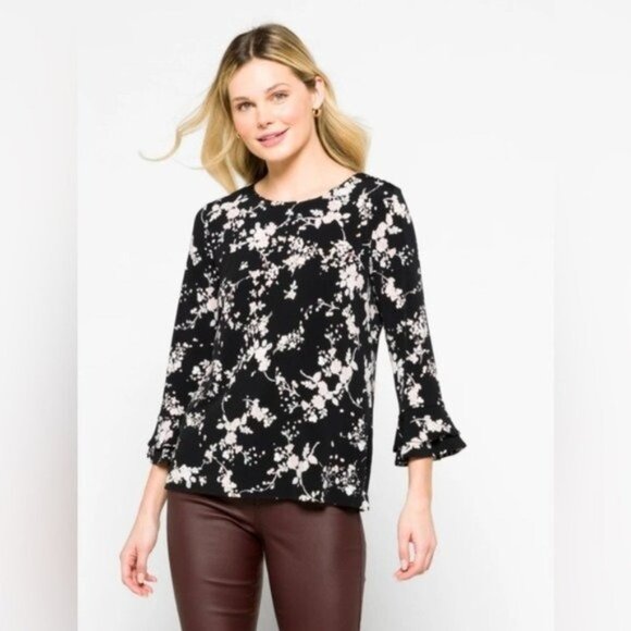 Karl Lagerfeld Tops - Floral Blouse Medium Karl Lagerfeld